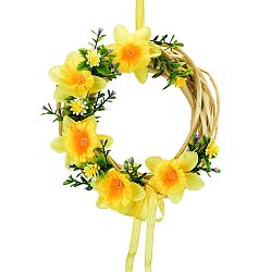 Jarní proutěný věnec Narcis, 20 cm