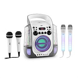 Auna Kara Liquida šedá barva + DAZZLE mikrofonní sada, karaoke zařízení, mikrofon, LED osvětlení