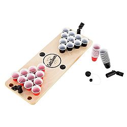 BeerCup Ace Mini Beer Pong, stůl, 25 černých a červených panáků, 3 vystřelovače míčků, 3 míčky
