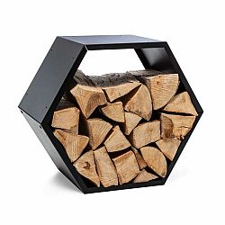 Blumfeldt Firebowl Hexawood Black, stojan na dřevo, šestiúhelníkový tvar, 50,2 × 58 × 32 cm