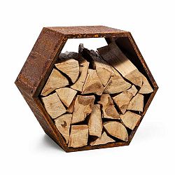 Blumfeldt Hexawood Rust, stojan na dřevo, šestiúhelníkový tvar, 50,2 × 58 × 32 cm