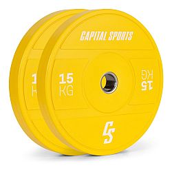 Capital Sports Nipton 2021, kotoučové závaží, bumper plate, 2x 15 kg, Ø 54 mm, tvrzená pryž