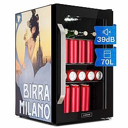 Klarstein Beersafe 70, Birra Milano Edition, lednice, 70 l, 3 police, panoramatické skleněné dveře, nerezová ocel