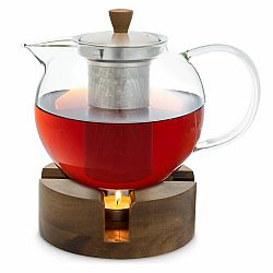 Klarstein Sencha, designová konvice na čaj, s dřevěným ohřívačem Oolong, 1,3 l, vkládací sítko