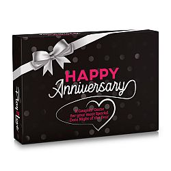Spielehelden Happy Anniversary Black Edition, karetní hra pro páry, 110 otázek v angličtině, dárková krabička