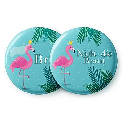 Spielehelden Odznaky Flamingo II pro rozlučku se svobodou 12 odznaků 5,6 cm extra velký dárek pro rozlučku se svobodou