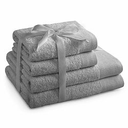 AmeliaHome Sada ručníků a osušek Amari světle šedá, 2 ks 50 x 100 cm, 2 ks 70 x 140 cm