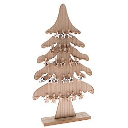Dřevěný adventní kalendář Stromek hnědá, 26,5 x 47,2 cm
