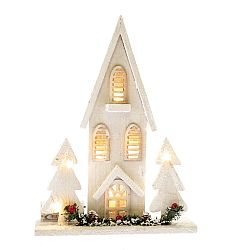 Dřevěný LED domeček Christmas cottage bílá, 36 x 27 x 7 cm