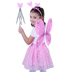Rappa Dětský kostým tutu sukně růžový motýl s křídly