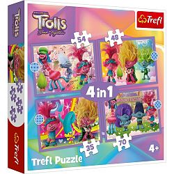 Trefl Puzzle Trollové 3 Barevné dobrodružství, 4v1 (35, 48, 54, 70 dílků)