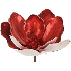 Umělá magnolie na klipu červená, 22 x 20 cm